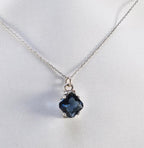 Handmade London Blue  Silver Necklace,925 Sterling Silver Genuine Authentic Necklace, London Blue  Gemstone Jewelry Gift for Her