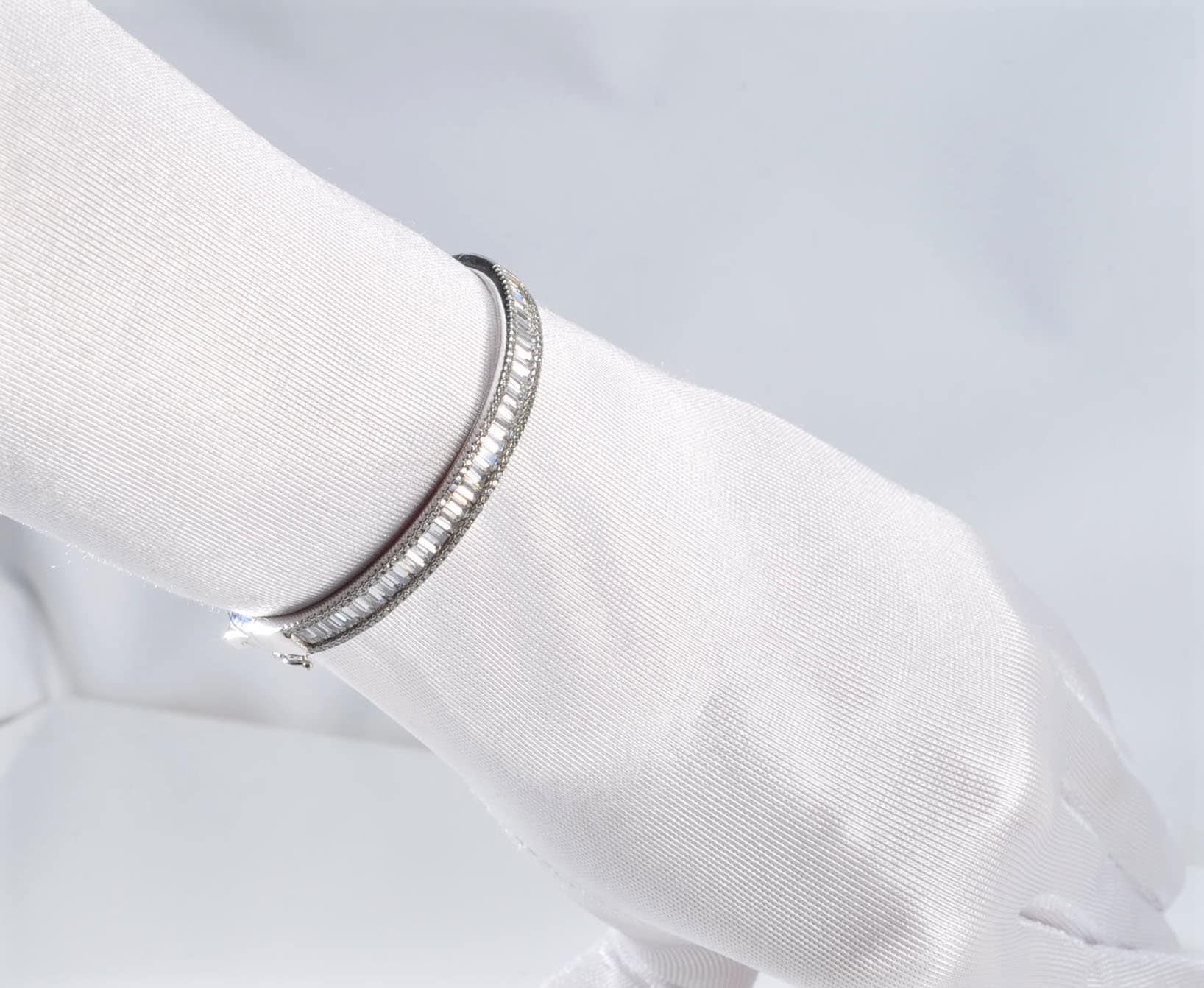 Handmade Genuine Baguette Zircon Gemstone Silver Bracelet, Zircon Bracelet Jewelry,Handcrafted, Gift For Her, Wedding Gift