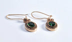 Handmade Emerald and Zircon Earrings in Rose Gold, Elegant Gemstone Drop Jewelry