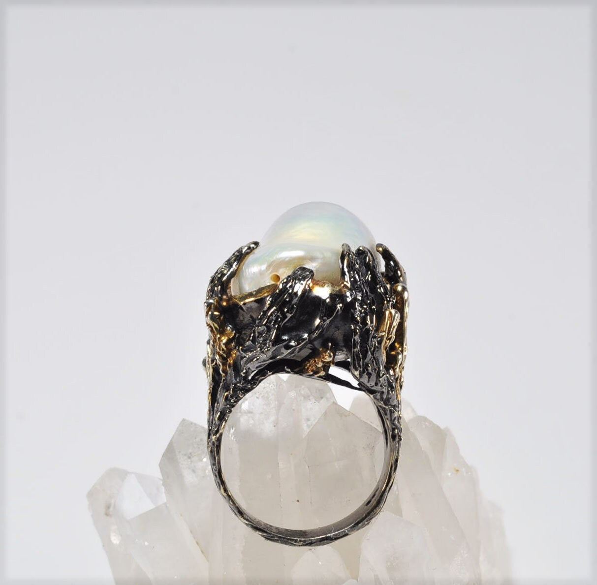 Handmade Baroque Pearl Silver Ring, Handcrafted Pearl Jewelry,Wedding Ring Gift, 925 Silver Pearl Ring,Gift for her,Gift Mom, Gift Friend