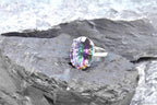 Handmade Genuine Mystic Topaz Silver Ring,Mystic Topaz Jewelry,Mystic Topaz Gemstone Ring,Crystal Cut Ring,Handcrafted,Artist Design