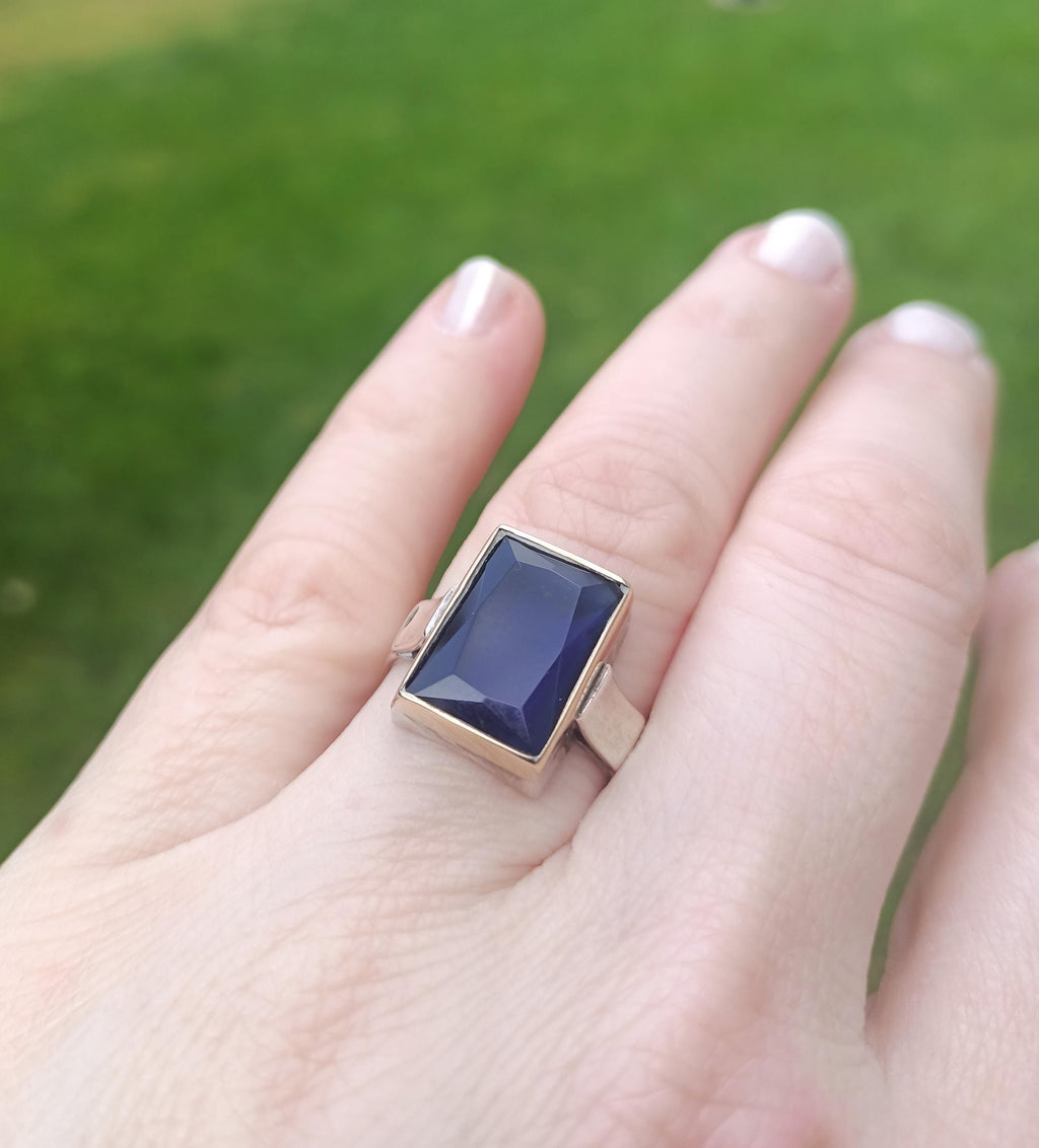 Handmade Sapphire Ring: 925 Sterling Silver Wedding Band