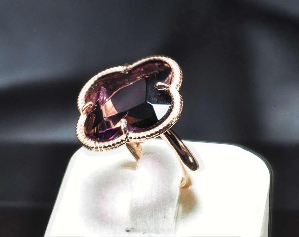 Handmade Genuine Natural Amethyst Silver Ring,Amethyst Jewelry,Amethyst Rose Silver Band Ring,Crystal Cut Ring,Handcrafted,Artist Design