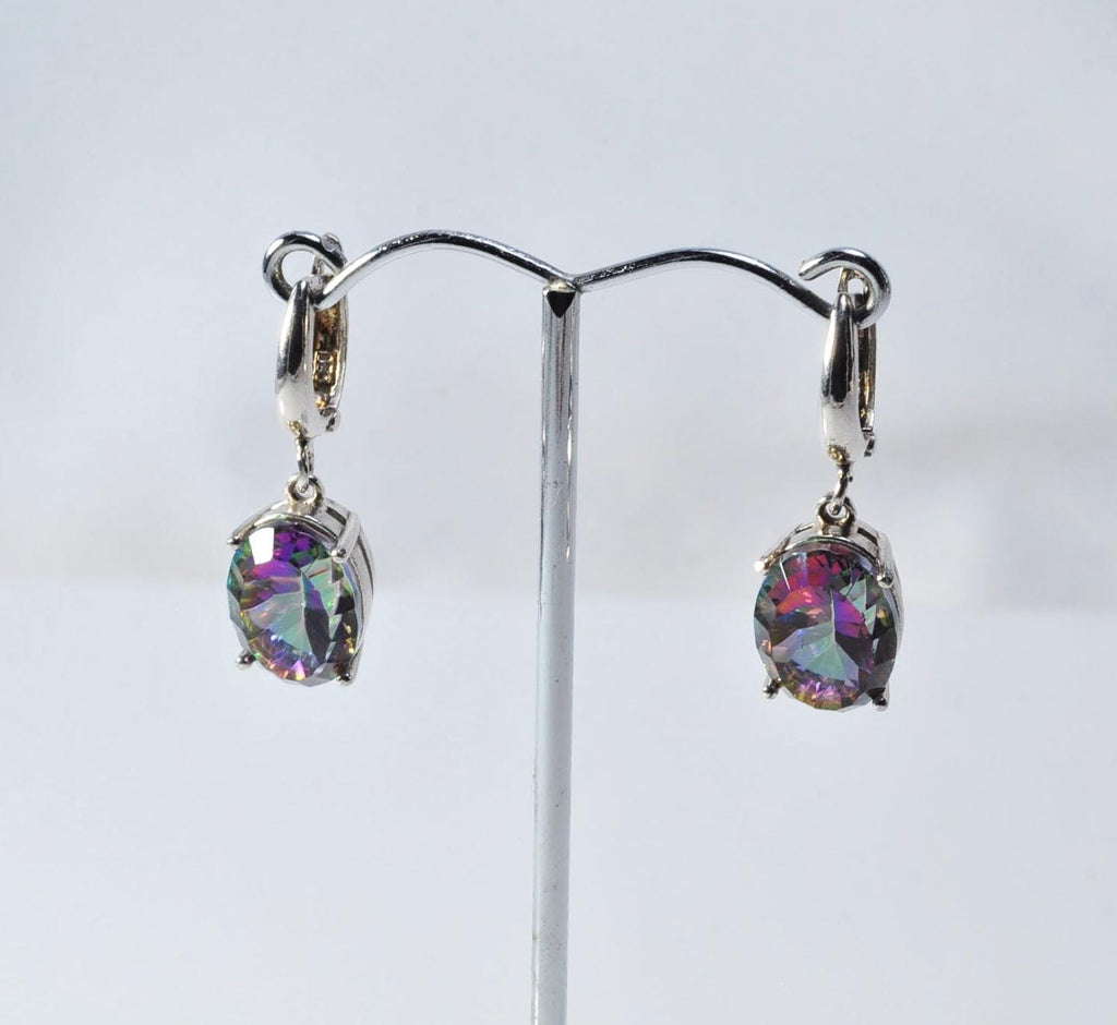 Handmade Genuine Natural Mystic Topaz Silver Earring,Mystic Topaz Earring Jewelry,Handcrafted Earring Gift for Her