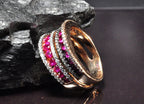 Handmade Genuine Natural Ruby and Zircon Silver Ring,Ruby and Zircon Jewelry,Ruby and Zircon Rose Silver Band,Handcrafted,Minimalist Jewelry