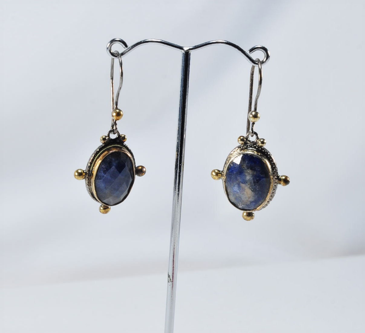 Handmade Genuine Natural Lapis Lazuli Silver Earring,Lapis Lazuli Earring Jewelry,Handcrafted Earring Gift for Her