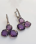 Handmade Amethyst and Zircon Silver Earrings: February & December Birthstones