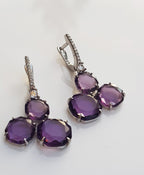 Handmade Amethyst and Zircon Silver Earrings: February & December Birthstones