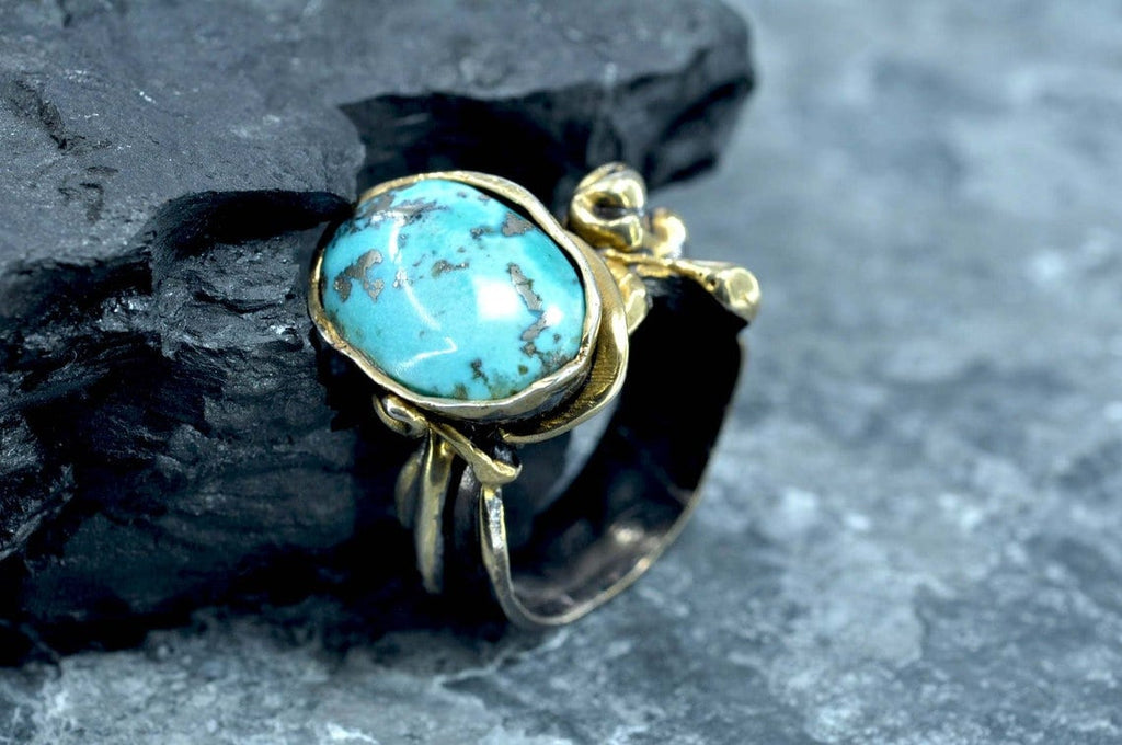 Handmade Genuine Turquoise Silver Ring,Turquoise Jewelry,Blue Turquoise Ring,Handcrafted Turquoise Ring