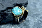 Handmade Genuine Turquoise Silver Ring,Turquoise Jewelry,Blue Turquoise Ring,Handcrafted Turquoise Ring