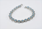Handmade Aquamarine and Zircon 925 Sterling Silver Bracelet