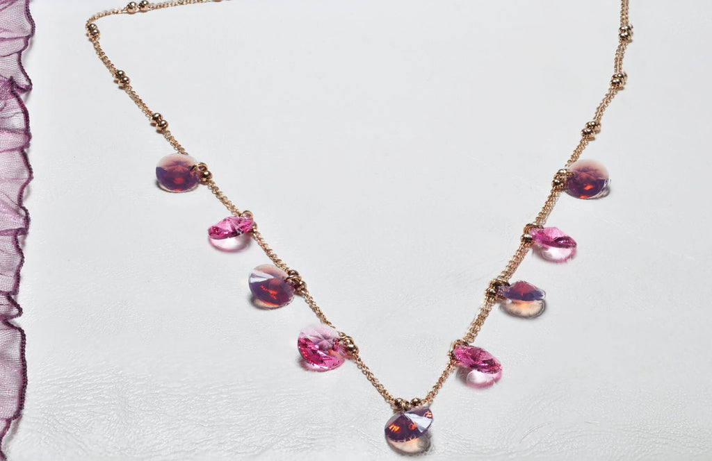 Handmade Rose Quartz and Amethyst Silver Necklace,925 Sterling Silver Genuine Authentic Necklace,Rose Quartz and Amethyst Gemstone Jewelry