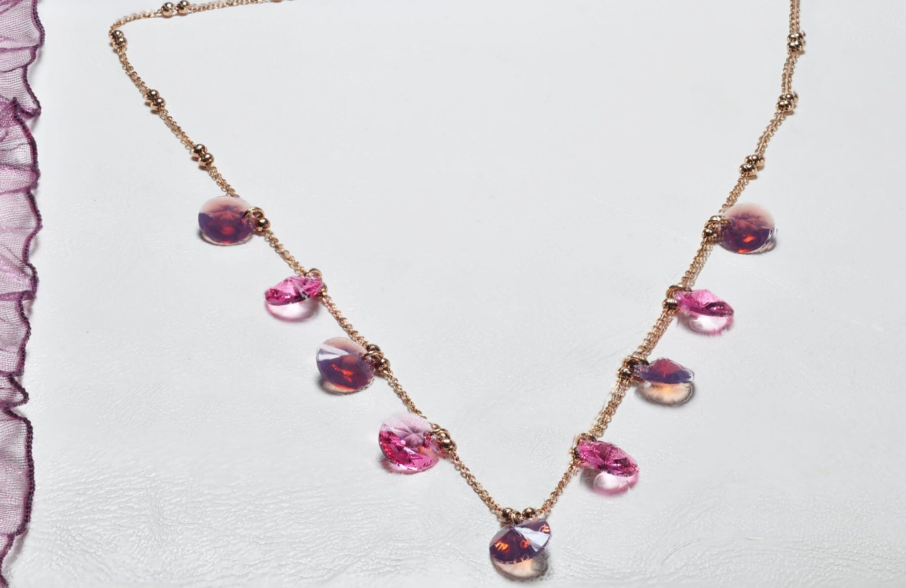 Handmade Rose Quartz and Amethyst Silver Necklace,925 Sterling Silver Genuine Authentic Necklace,Rose Quartz and Amethyst Gemstone Jewelry