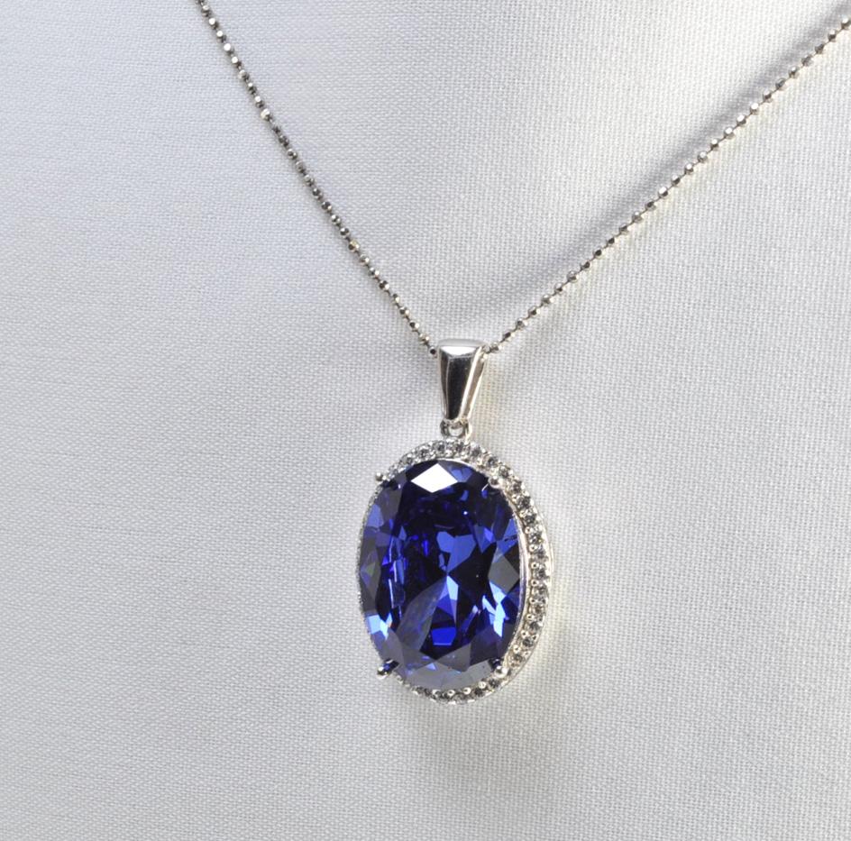 Handmade Sapphire Sterling Silver Necklace, September Birthstone Pendant
