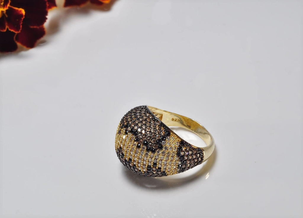 Handmade Zircon Silver Ring, Handcrafted Gold plated Zircon Jewelry,Wedding Ring Gift, Gold plated Silver Zircon Ring,Gift for her