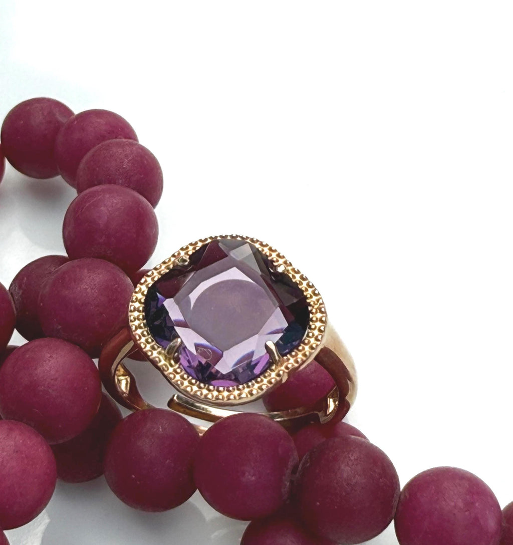 Handmade Amethyst Sterling Silver Ring: Rose Gemstone Jewelry