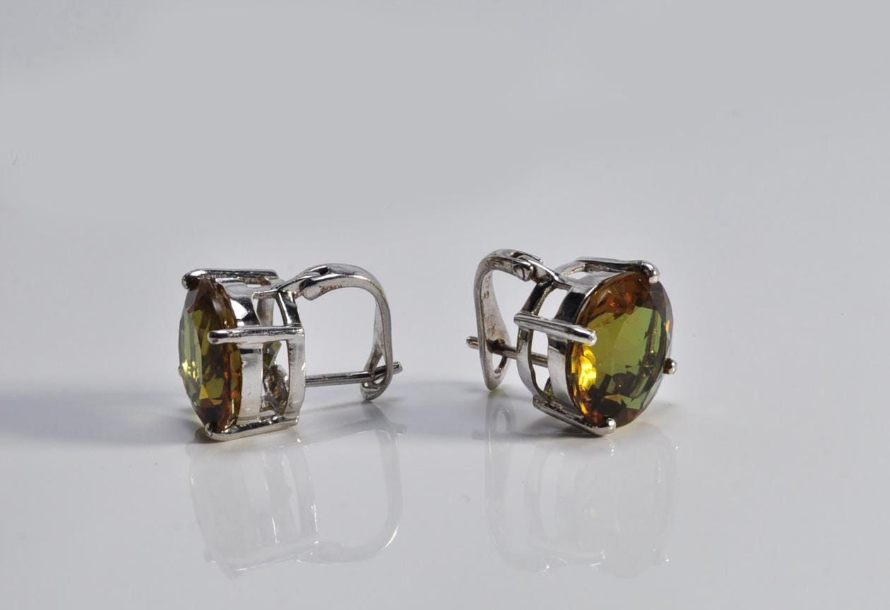 Handmade Sultanite Silver Earrings: Color Changing Turkish Jewelry