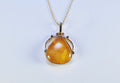 Handmade Amber Silver Necklace,925 Sterling Silver Genuine Authentic Necklace, Amber Gemstone Jewelry Gift for Her