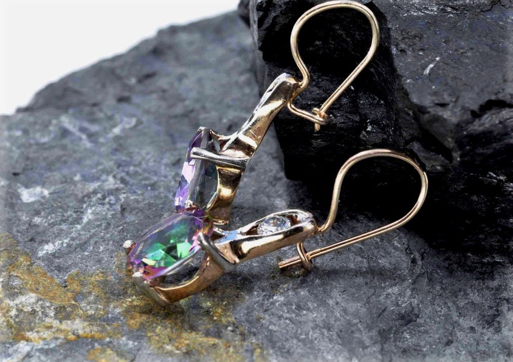 Handmade Genuine Mystic Topaz Silver Earring,Mystic Topaz Earring Jewelry,Mystic Topaz Gemstone Earring Gift for Her