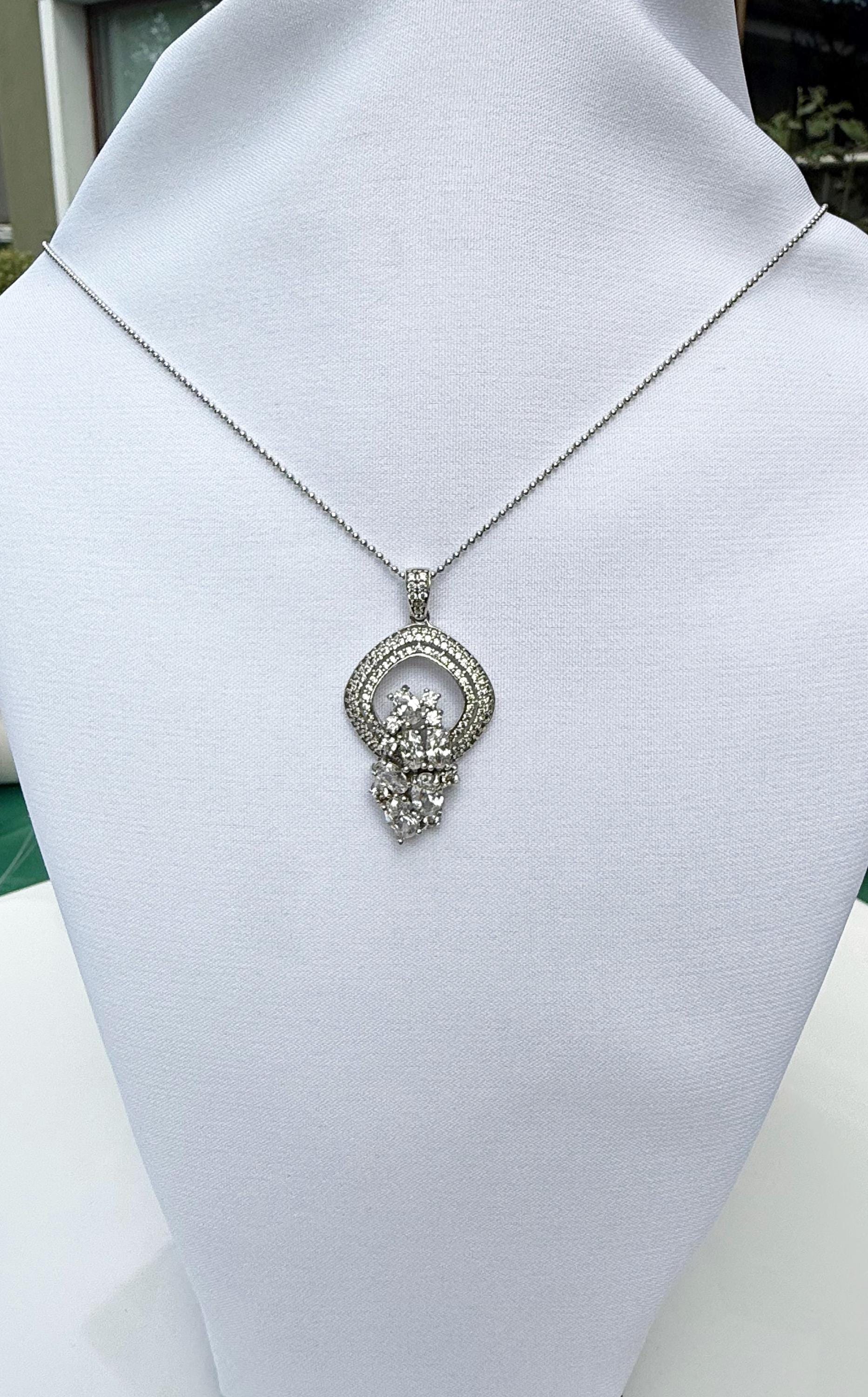 Handmade Zircon 925 Sterling Silver Necklace: Wedding Jewelry