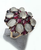 Handmade Garnet and Moonstone Sterling Silver Ring