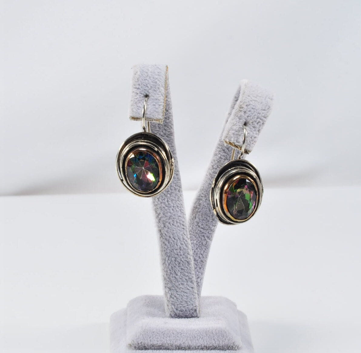 Handmade Genuine Natural Mystic Topaz Silver Earring,Mystic Topaz Earring Jewelry,Handcrafted Earring Gift for Her