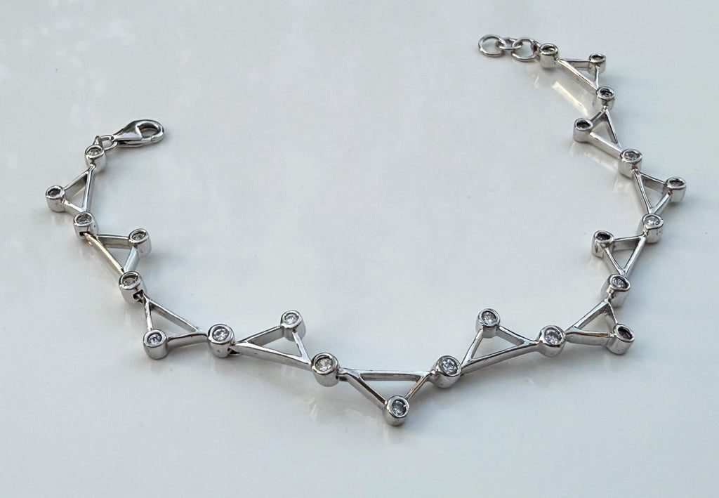 Handmade Zircon Gemstone Silver Bracelet: December Birthstone Jewelry