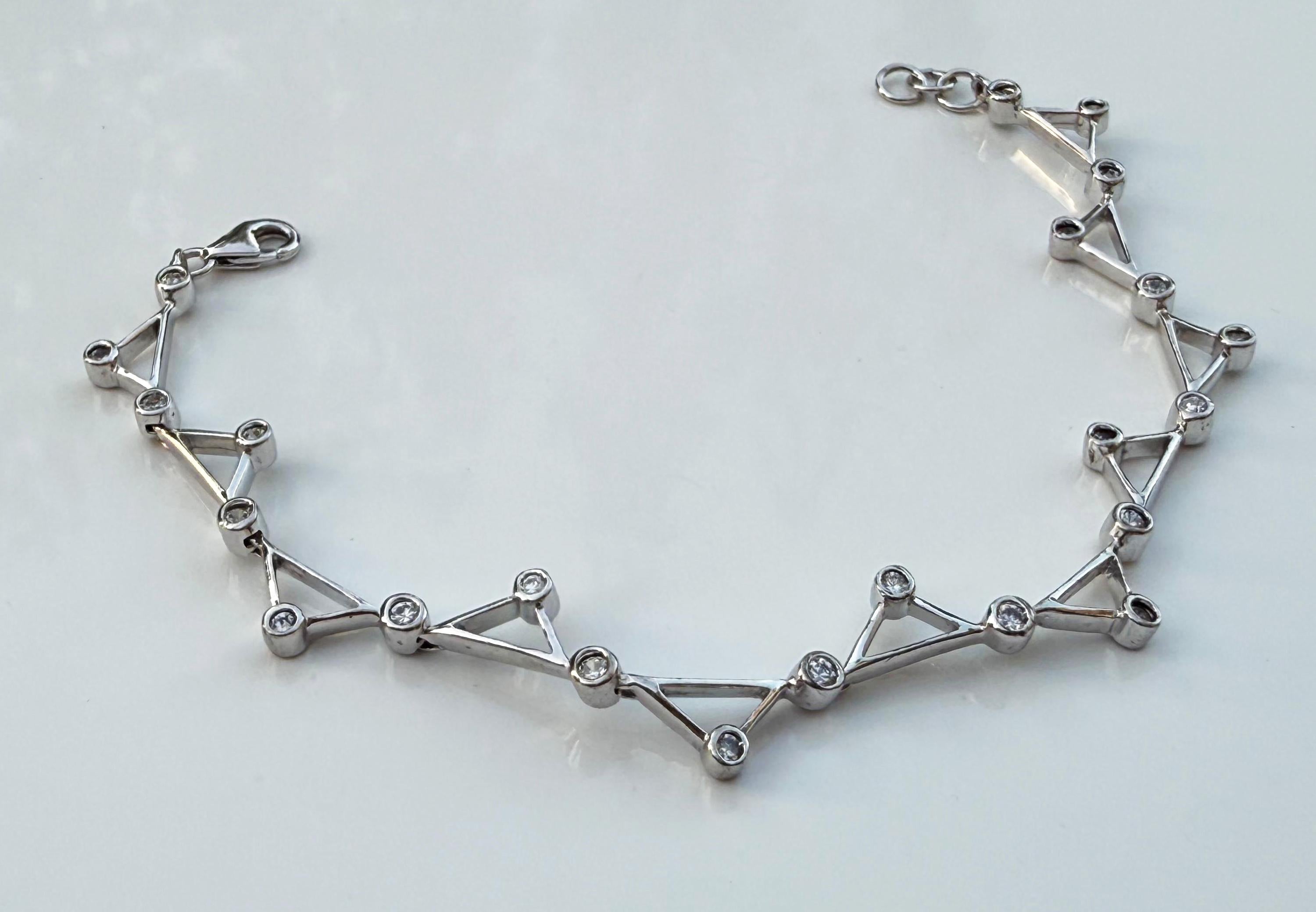 Handmade Zircon Gemstone Silver Bracelet: December Birthstone Jewelry