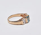 Handmade Aquamarine and Zircon Silver Ring, Aquamarin and Baquette Zircon Jewelry, Rose Silver Band Aquamarin and Zircon Ring,Gift for her