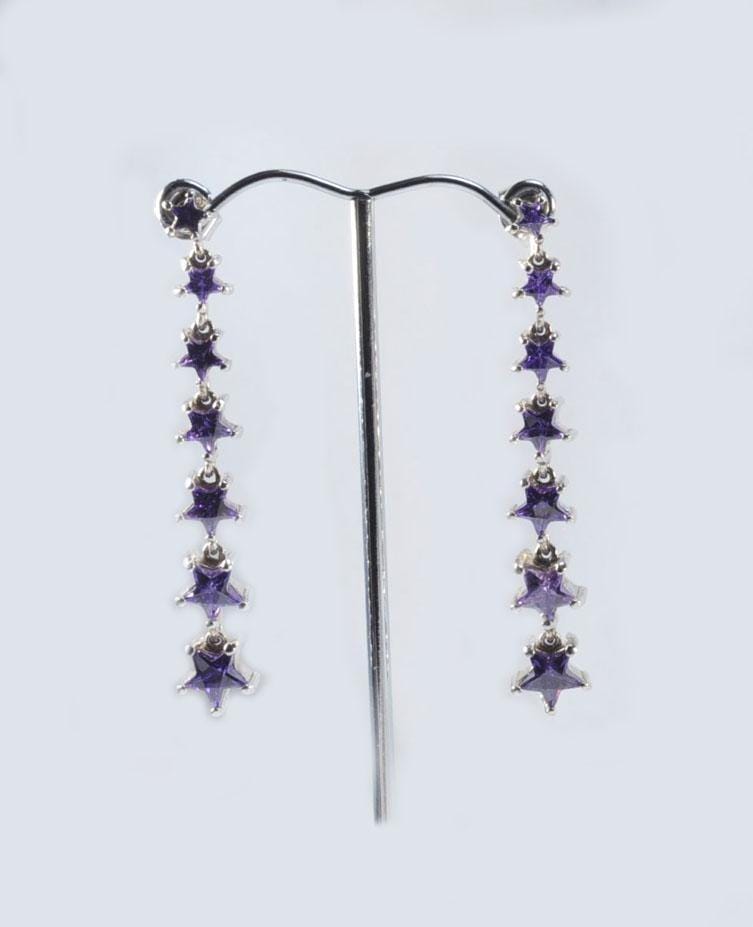 Handmade Amethyst Star Silver Earrings: February Birthstone Jewelry