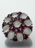 Handmade Garnet and Moonstone Sterling Silver Ring