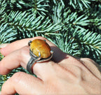 Handmade Amber Silver Ring, Handcrafted Amber Jewelry, 925 Silver Band Amber Ring,Gift for her