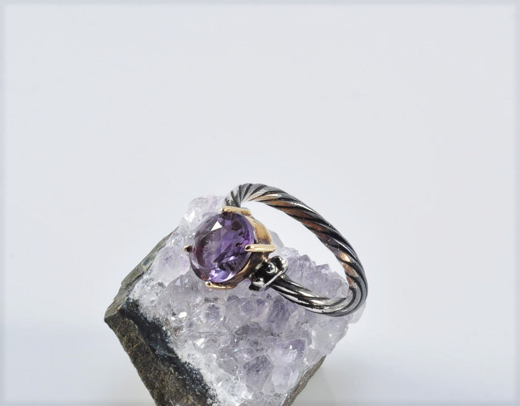 Handmade Genuine Amethyst Silver Ring, Handcrafted Amethyst Jewelry,Wedding Ring Gift, 925 Sterling Silver Amethyst Ring,Gift for her