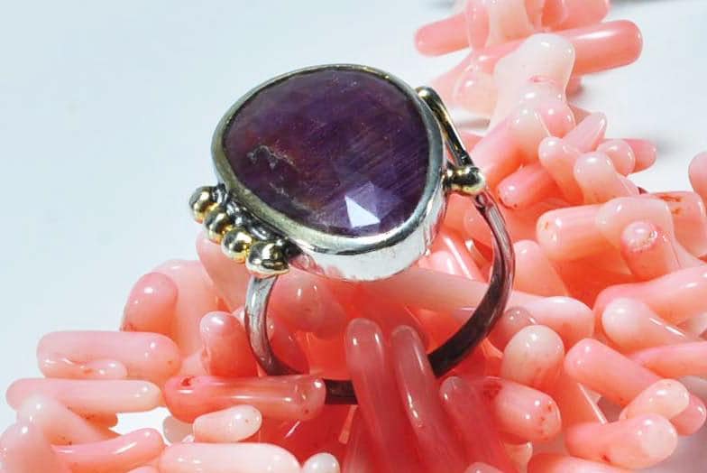 Handmade Ruby Silver Ring, Handcrafted Ruby Jewelry,Wedding Ring Gift, Dark Pink Ruby Ring,Gift for her