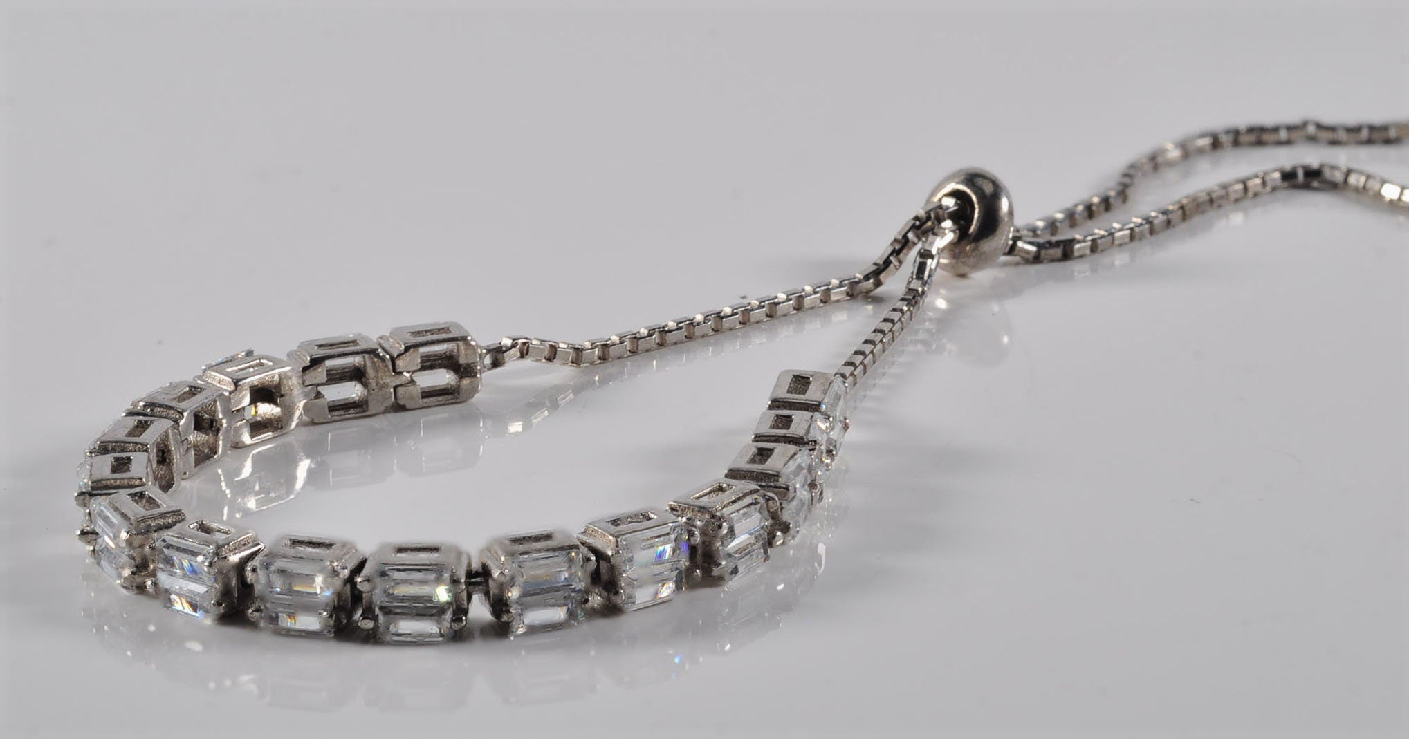 Handmade Baguette Zircon Silver Bracelet: Wedding Jewelry Gift