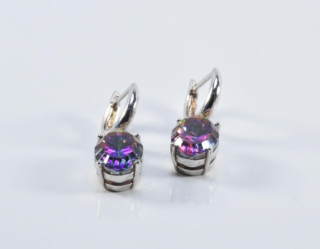 Handmade Genuine Natural Mystic Topaz Silver Earring,Mystic Topaz Earring Jewelry,Handcrafted Earring Gift for Her