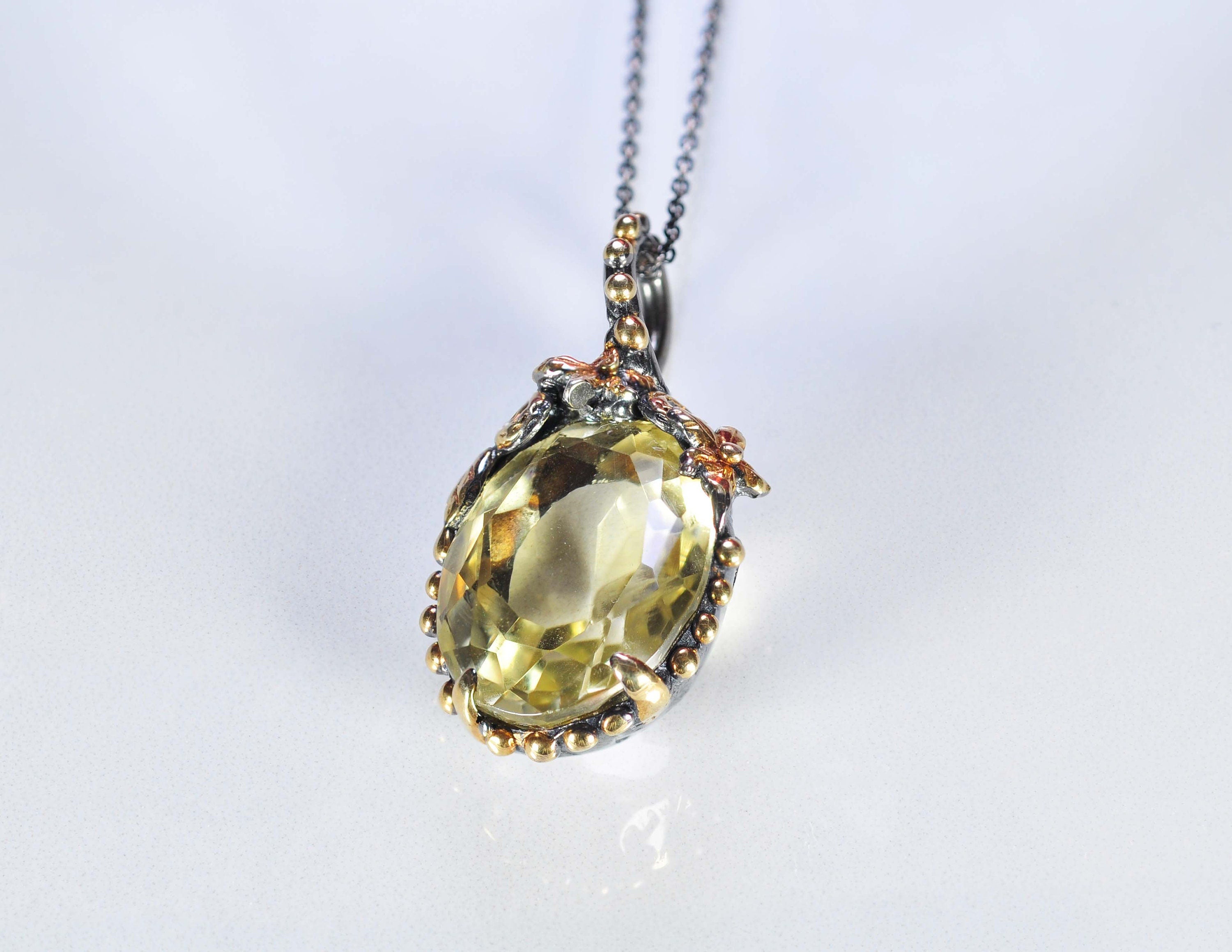 Topaz Silver Necklace,Handmade 925 Sterling Silver Genuine Authentic Necklace,Topaz Gemstone Jewelry Gift for Her