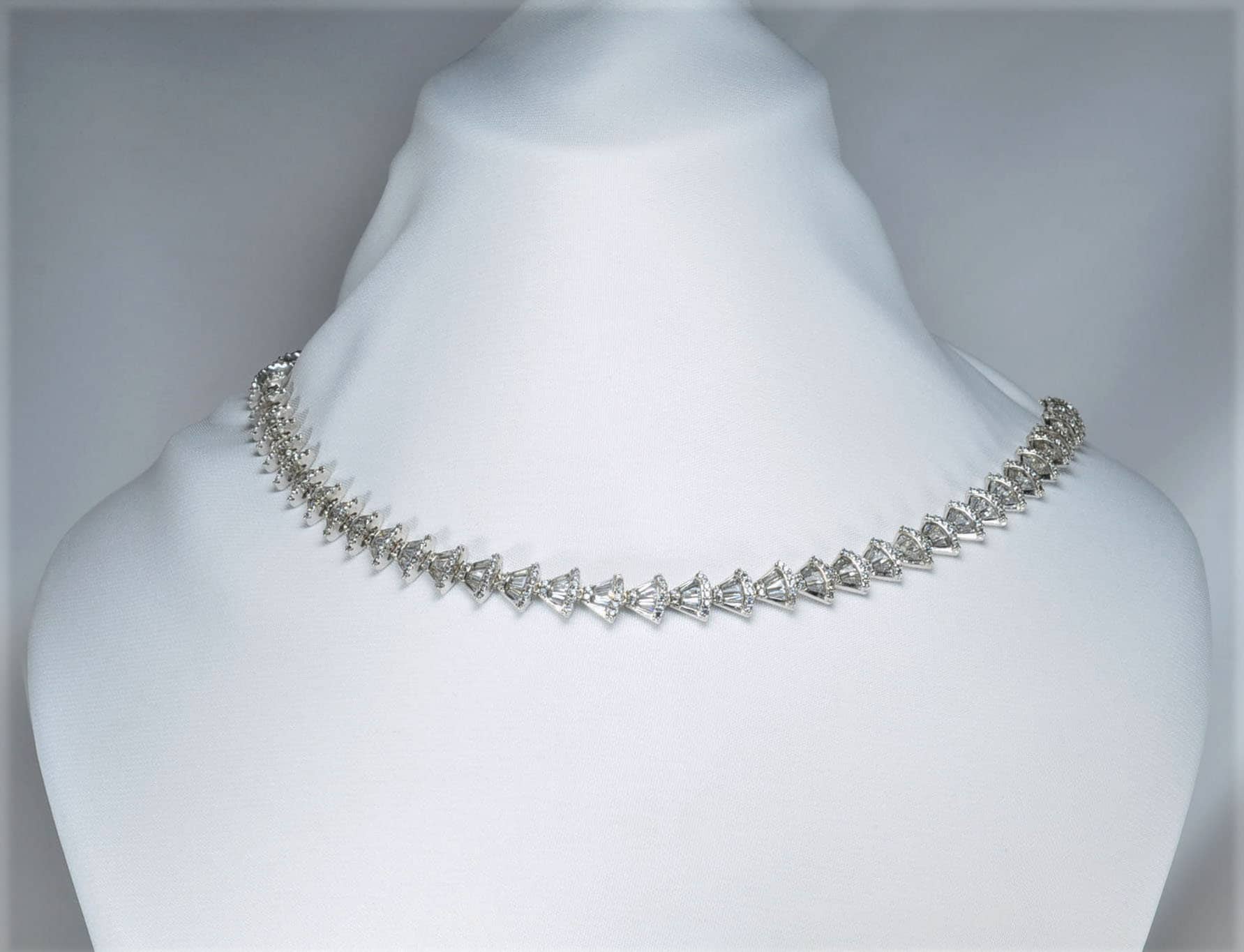 Handmade Baguette Zircon  Silver Necklace,925 Sterling Silver Authentic Baguette Zircon Necklace,Wedding Gift for Her
