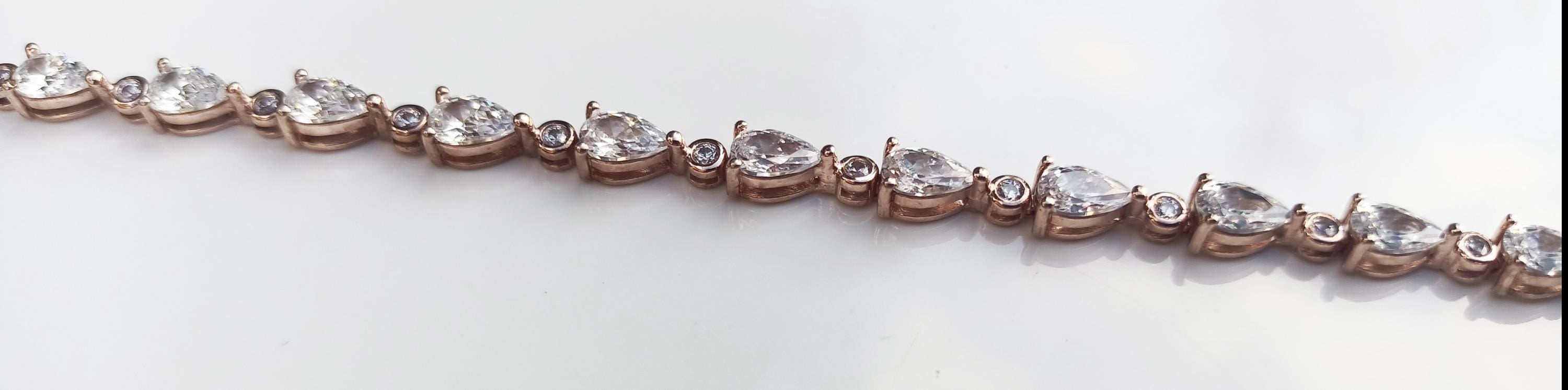Handmade Genuine Zircon Gemstone Rose Silver Bracelet, Zircon Bracelet Jewelry,Handcrafted, Gift For Her, Wedding Gift
