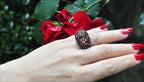 Handmade Black Silver Ring, Multi-Color Zircon Gemstone, December Birthstone Jewelry