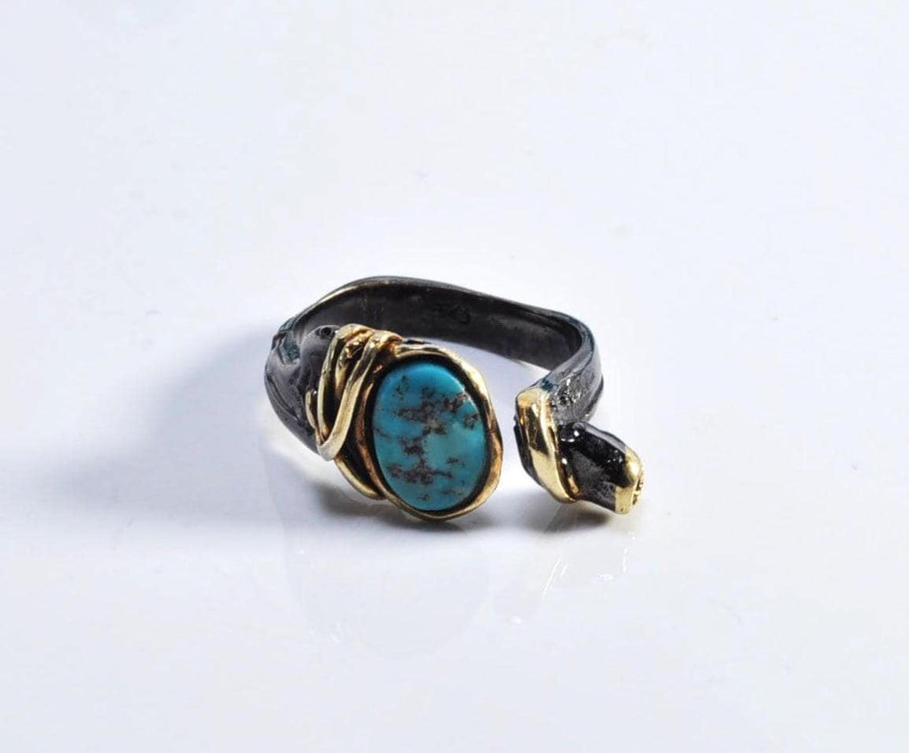 Handmade Turquoise Ring: 925 Sterling Silver Band, Natural Gemstone