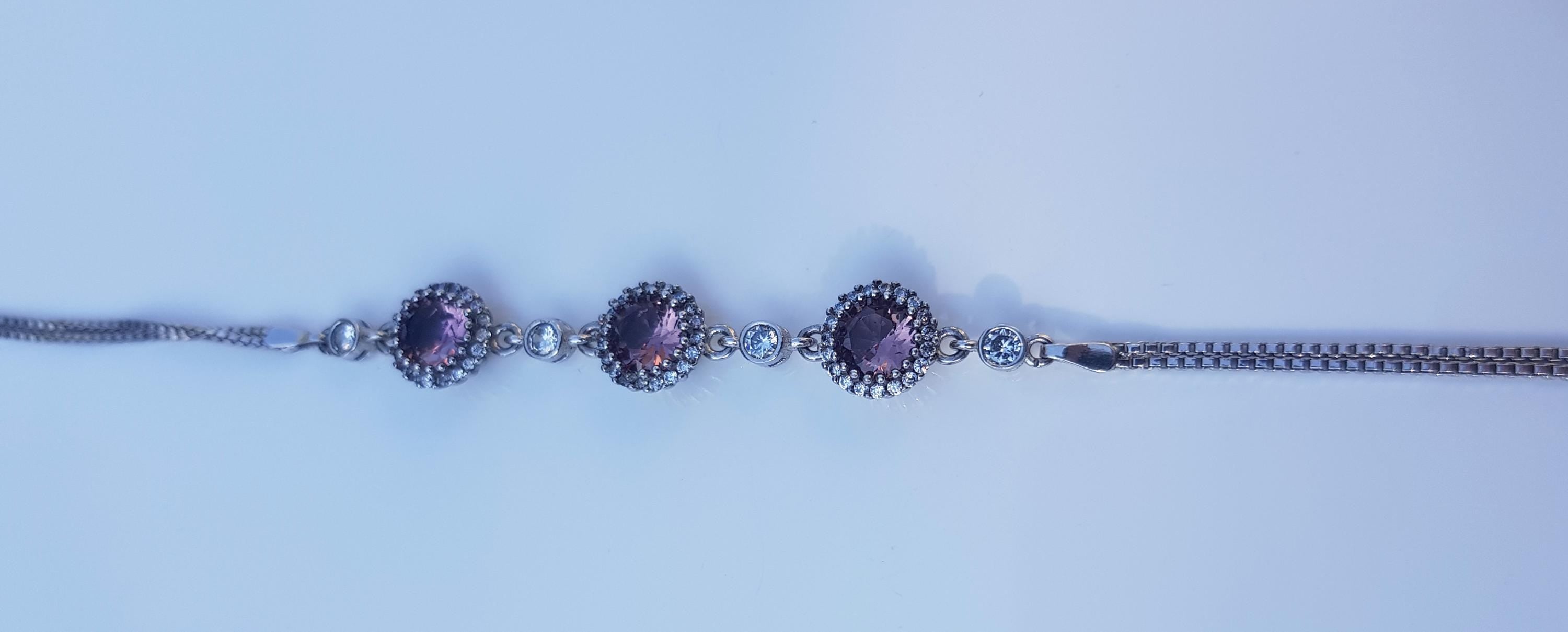 Handmade Color Changing Sultanite Silver Bracelet, Turkish Diaspora Jewelry