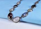Handcrafted Genuine Rose Quartz  Agate  Aquamarinee  Amethyst Labradorite  Citrine Silver Necklace,Multistone Gemstone Necklace