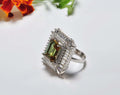 Handmade Sultanite and Baquette Zircon Silver Color Changing Ring, Wedding Ring Gift