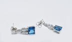 Handmade London Blue Topaz & Baguette Zircon Sterling Silver Earrings