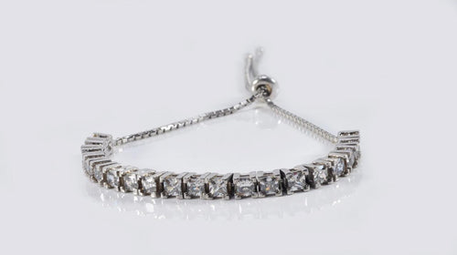 Dazzling Zircon Gemstone Bracelet in 925 Sterling Silver – Handcrafted Adjustable Elegance