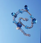 Handmade Genuine Aquamarine Rose Silver Bracelet, Handcrafted Aquamarine Bracelet Jewelry,Anniversary Gift for her