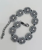 Handmade Zircon Gemstone Bracelet: Black Silver Jewelry Gift