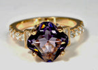 Handmade Genuine Natural Amethyst Silver Ring,Amethyst Jewelry,Amethyst Rose Silver Band Ring,Gift for Her