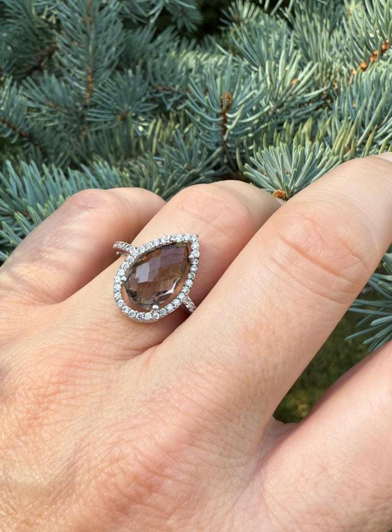 Handmade Citrine and Zircon Silver Ring: Artisan Jewelry Gift